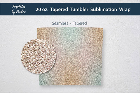 Teal Beige Glitter Seamless 20 oz Tumbler Sublimation Wrap Sublimation Templates by Pauline 