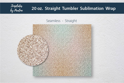 Teal Beige Glitter Seamless 20 oz Tumbler Sublimation Wrap Sublimation Templates by Pauline 