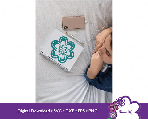 Teal Flower SVG - Colored Flower SVG, Layered Flower SVG, Blue Flower SVG SVG DawnKDesigns 