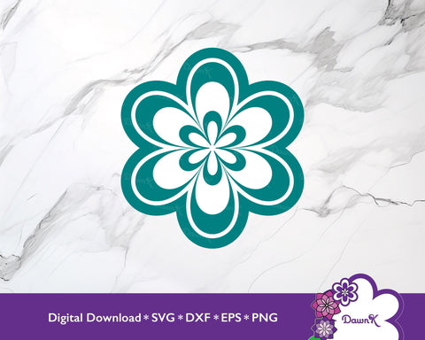 Teal Flower SVG - Colored Flower SVG, Layered Flower SVG, Blue Flower SVG SVG DawnKDesigns 