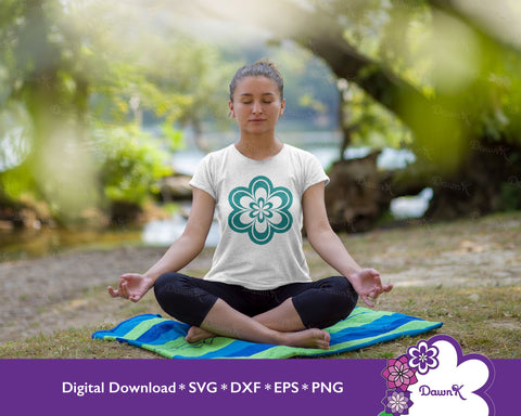 Teal Flower SVG - Colored Flower SVG, Layered Flower SVG, Blue Flower SVG SVG DawnKDesigns 