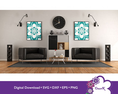 Teal Flower SVG - Colored Flower SVG, Layered Flower SVG, Blue Flower SVG SVG DawnKDesigns 