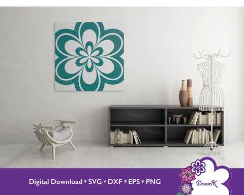 Teal Flower SVG - Colored Flower SVG, Layered Flower SVG, Blue Flower SVG SVG DawnKDesigns 