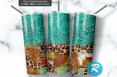 Teal-Leopard Cowhide 20 oz / 30 oz Tumbler PNG Sublimation Regulrcrative 