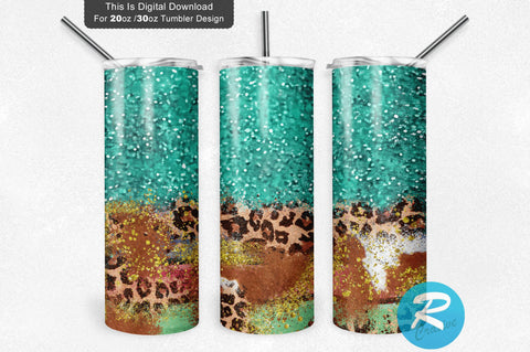 Teal-Leopard Cowhide 20 oz / 30 oz Tumbler PNG Sublimation Regulrcrative 