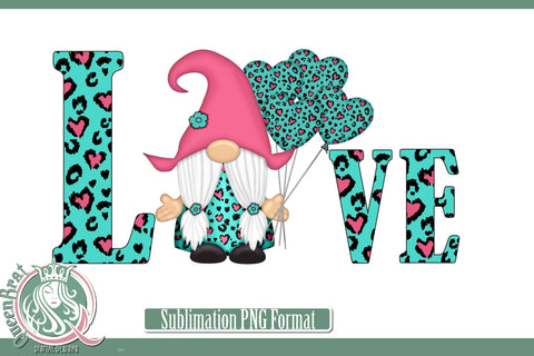 Teal Leopard Gnome Balloons Sublimation Sublimation QueenBrat Digital Designs 