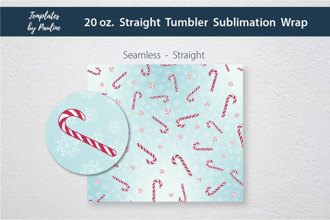 Teal Seamless Christmas Candy Cane Tumbler Wrap Sublimation Templates by Pauline 