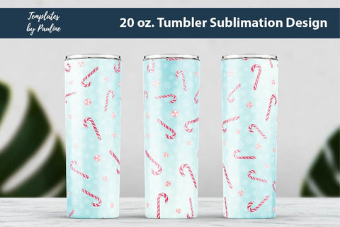 Teal Seamless Christmas Candy Cane Tumbler Wrap Sublimation Templates by Pauline 