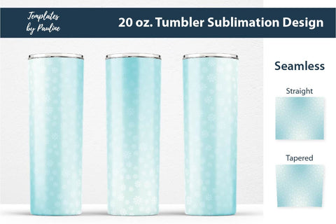 Teal Seamless Winter Snowflake Tumbler Wrap Sublimation Templates by Pauline 