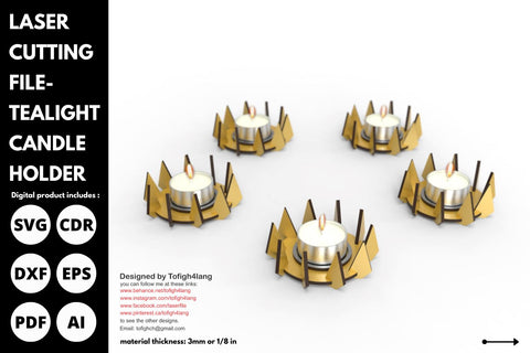 Tealight candle stand | SVG | laser cutting file | glowforge SVG tofigh4lang 