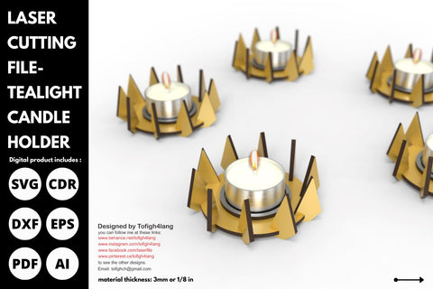 Tealight candle stand | SVG | laser cutting file | glowforge SVG tofigh4lang 
