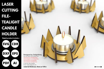 Tealight candle stand | SVG | laser cutting file | glowforge SVG tofigh4lang 