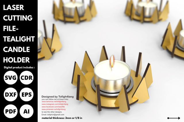 Tealight candle stand | SVG | laser cutting file | glowforge SVG tofigh4lang 