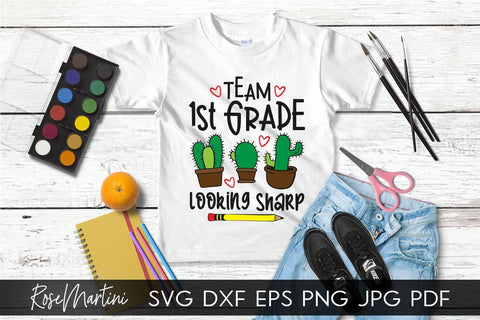 Team 1st Grade Looking Sharp SVG file for cutting machines - Cricut Silhouette, Sublimation Design SVG Back To School cutting file SVG RoseMartiniDesigns 