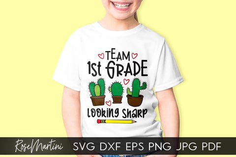 Team 1st Grade Looking Sharp SVG file for cutting machines - Cricut Silhouette, Sublimation Design SVG Back To School cutting file SVG RoseMartiniDesigns 