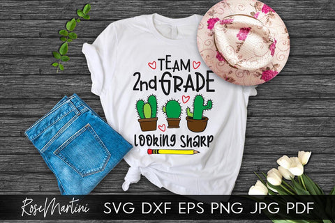 Team 2nd Grade Looking Sharp SVG file for cutting machines - Cricut Silhouette, Sublimation Design SVG Back To School cutting file SVG RoseMartiniDesigns 