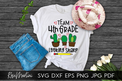 Team 4th Grade Looking Sharp SVG file for cutting machines - Cricut Silhouette, Sublimation Design SVG Back To School cutting file SVG RoseMartiniDesigns 