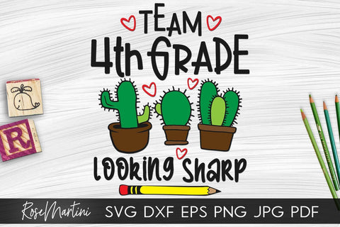 Team 4th Grade Looking Sharp SVG file for cutting machines - Cricut Silhouette, Sublimation Design SVG Back To School cutting file SVG RoseMartiniDesigns 