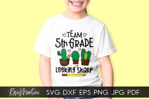 Team 5th Grade Looking Sharp SVG file for cutting machines - Cricut Silhouette, Sublimation Design SVG Back To School cutting file SVG RoseMartiniDesigns 