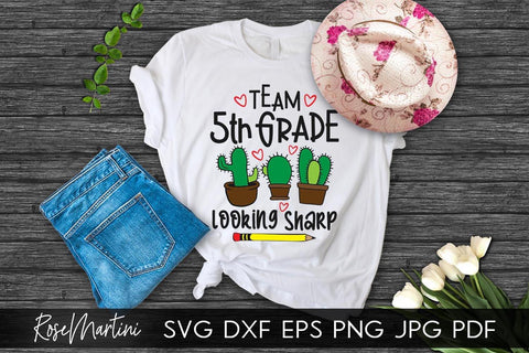 Team 5th Grade Looking Sharp SVG file for cutting machines - Cricut Silhouette, Sublimation Design SVG Back To School cutting file SVG RoseMartiniDesigns 