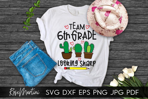 Team 6th Grade Looking Sharp SVG file for cutting machines - Cricut Silhouette, Sublimation Design SVG Back To School cutting file SVG RoseMartiniDesigns 