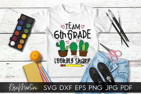 Team 6th Grade Looking Sharp SVG file for cutting machines - Cricut Silhouette, Sublimation Design SVG Back To School cutting file SVG RoseMartiniDesigns 