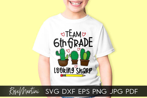 Team 6th Grade Looking Sharp SVG file for cutting machines - Cricut Silhouette, Sublimation Design SVG Back To School cutting file SVG RoseMartiniDesigns 
