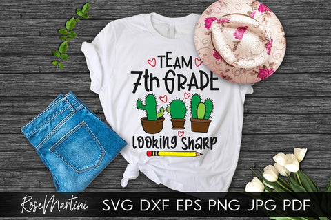 Team 7th Grade Looking Sharp SVG file for cutting machines - Cricut Silhouette, Sublimation Design SVG Back To School cutting file SVG RoseMartiniDesigns 
