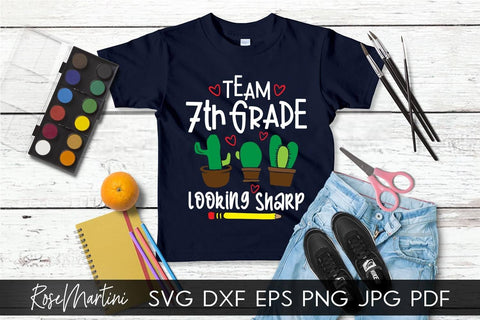 Team 7th Grade Looking Sharp SVG file for cutting machines - Cricut Silhouette, Sublimation Design SVG Back To School cutting file SVG RoseMartiniDesigns 