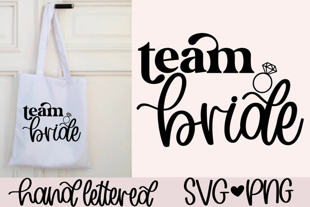 Team bride svg, bride squad svg, bachelorette shirts svg, bridal party svg, bridesmaid shirt svg, wedding ring svg, hand lettered svg SVG AnitaAlyiaLettering 