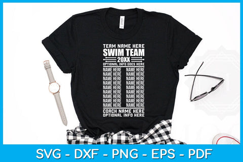 Team Name Here Swim Team 2023 Optional Info Goes Here SVG PNG PDF Cut File SVG Creativedesigntee 