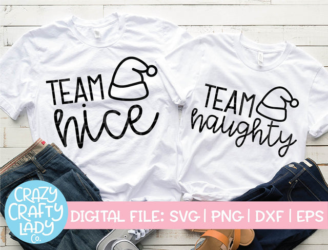 Team Nice & Team Naughty | Christmas SVG Cut File Bundle SVG Crazy Crafty Lady Co.