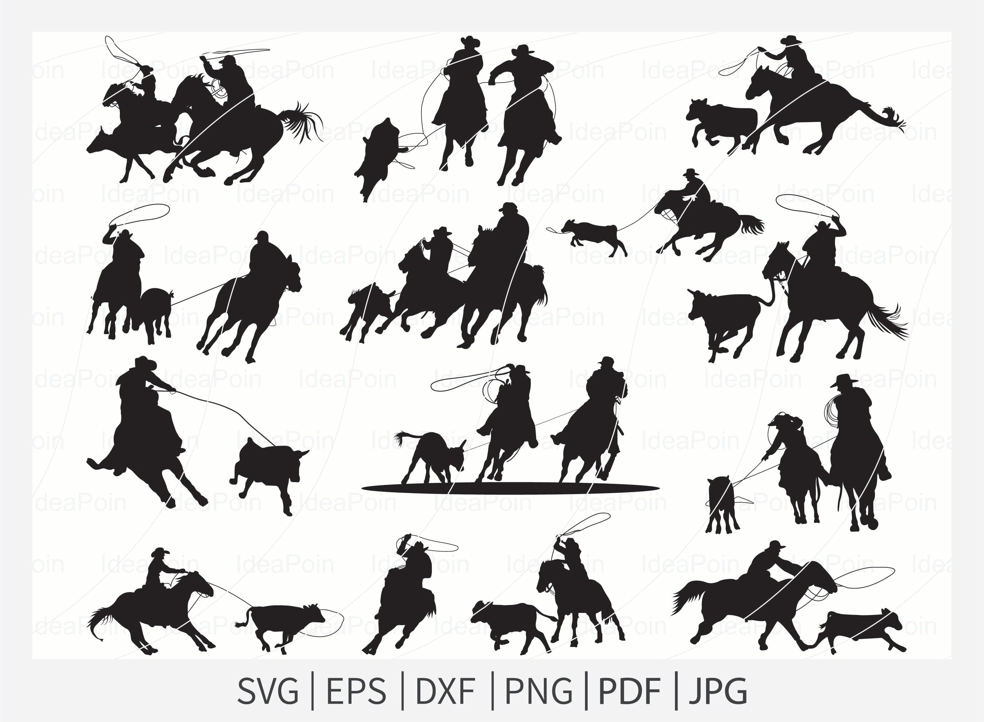 Team Roping Silhouette Patterns