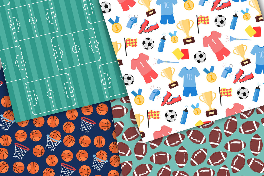 Team Sports Digital Paper | Sport JPG Patterns - So Fontsy