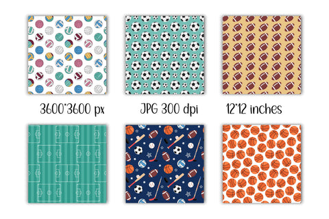 Team Sports Digital Paper | Sport JPG Patterns Digital Pattern AnnaViolet_store 