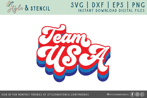 Team USA SVG | Olympics | USA | Retro SVG Style and Stencil 