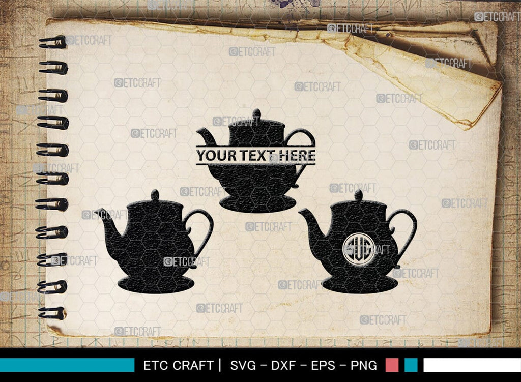 Momogram Tea Light Teapot Monogram, Teapot Silhouette, Teapot SVG, Tea Kettle Svg, Kettle ...