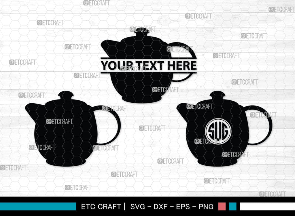 Teapot Monogram, Teapot Silhouette, Teapot SVG, Tea Kettle Svg, Kettle ...