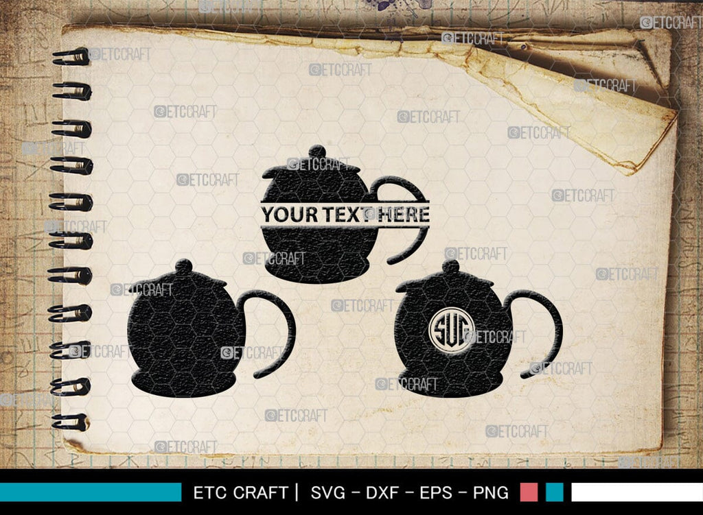 Teapot Monogram, Teapot Silhouette, Teapot SVG, Tea Kettle Svg, Kettle ...