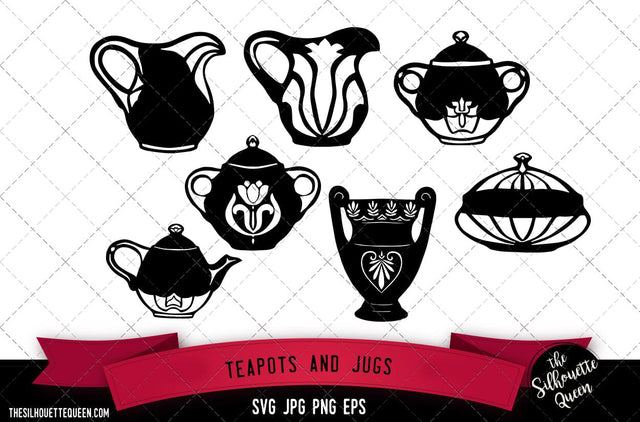 Teapots and Jugs SVG -Vector Art Commercial & Personal Use- Cricut,Silhouette,Cameo,Vinyl Cut SVG Loveleen Kaur 