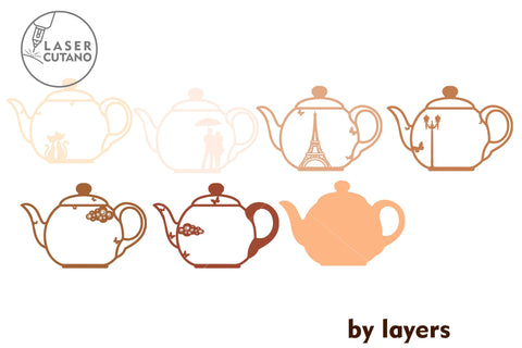 Teapots Cut Files, Kitchen Laser Cut, Table Decor, File for Cricut and Silhouette SVG LaserCutano 