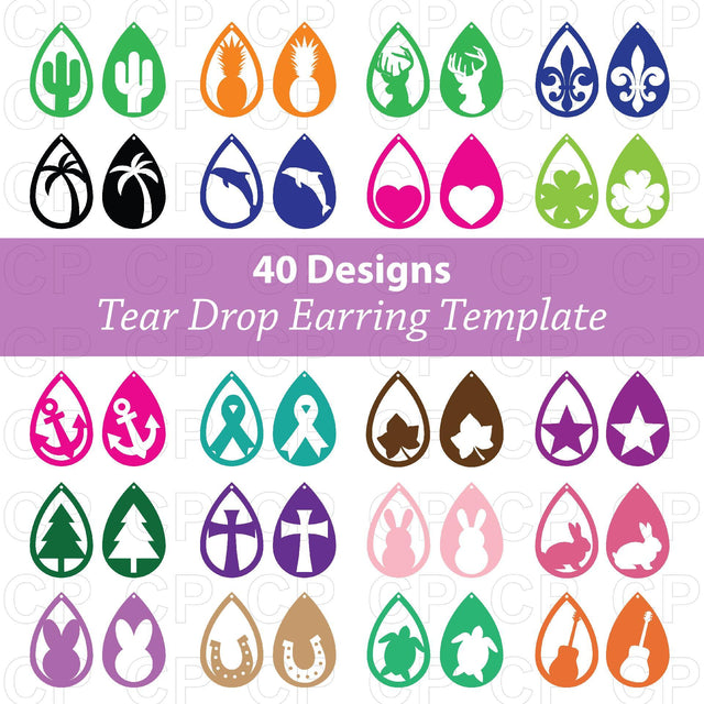 Tear Drop Earring Bundle Template SVG Bundle SVG cutperfectstudio