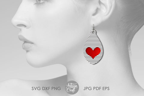 Tear drop earrings SVG, valentines jewelry, heart jewelry SVG Artisan Craft SVG 