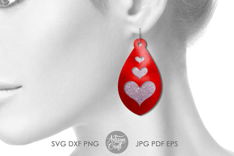 Tear drop earrings SVG, valentines jewelry, heart jewelry SVG Artisan Craft SVG 