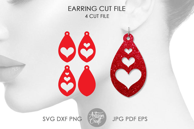 Tear drop earrings SVG, valentines jewelry, heart jewelry SVG Artisan Craft SVG 
