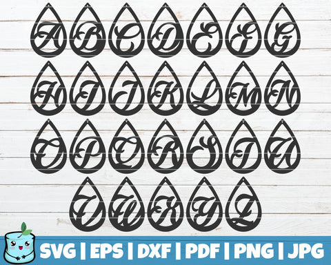 Teardrop Alphabet Earrings SVG MintyMarshmallows 