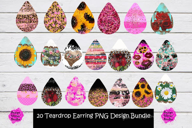Teardrop Earring PNG Design Bundle,Tear Drop Sublimation Template Download,Valentine Earrings Sublimation,Floral Sublimation Design Download,Mini-Bundles Sketch DESIGN ArtStudio 