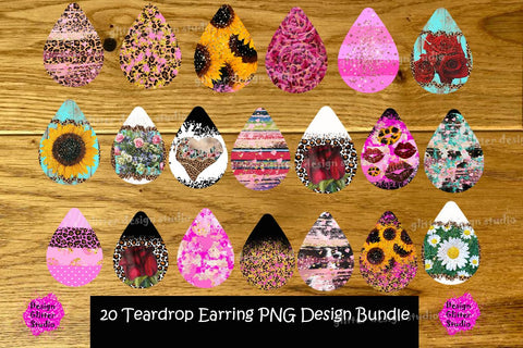 Teardrop Earring PNG Design Bundle,Tear Drop Sublimation Template Download,Valentine Earrings Sublimation,Floral Sublimation Design Download,Mini-Bundles Sketch DESIGN ArtStudio 