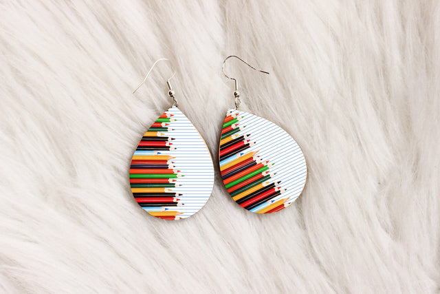 Teardrop Earring PNG Design,Tear Drop Sublimation Template Download,Back to school Earrings Sublimation,Teacher Sublimation Design Download Sublimation ArtStudio 