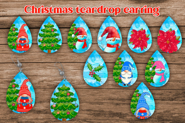 Teardrop earring sublimation | Christmas earring Sublimation Svetana Studio 